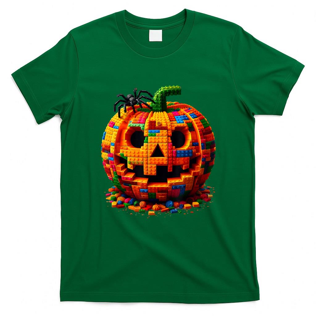 Halloween Shirt - Halloween Master Builder Pumpkin Kids Building Blocks Bricks T-Shirt