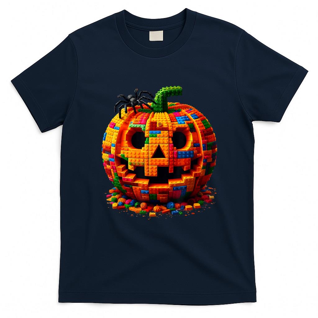 Halloween Shirt - Halloween Master Builder Pumpkin Kids Building Blocks Bricks T-Shirt