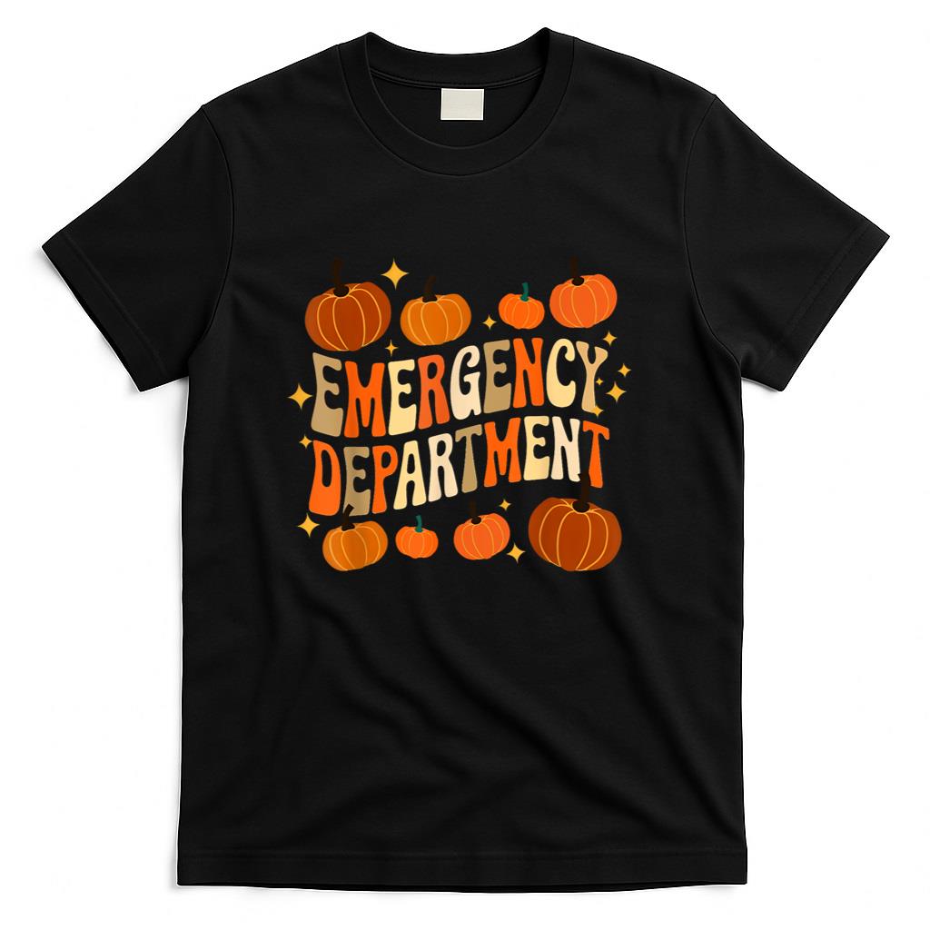 Funny ER Nurse Thanksgiving Emergency Dept Groovy T-Shirt