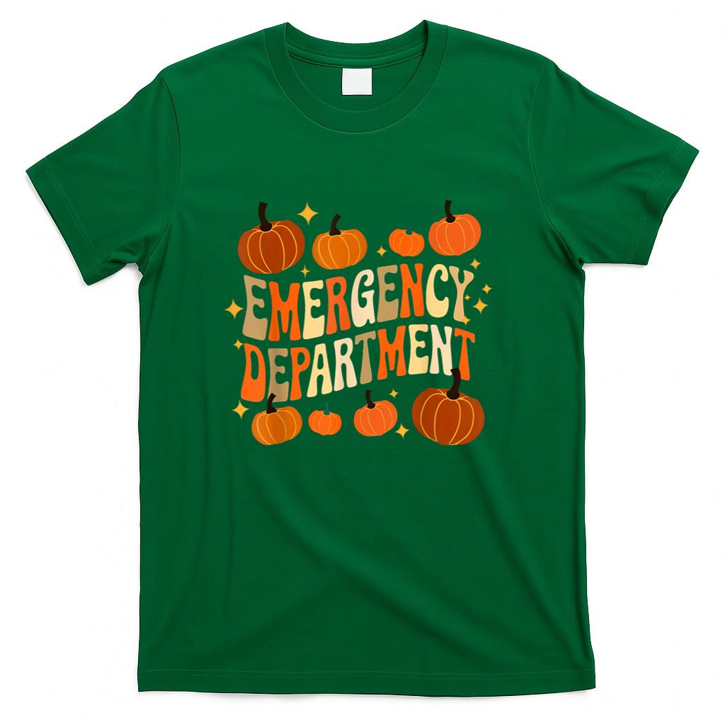 Funny ER Nurse Thanksgiving Emergency Dept Groovy T-Shirt
