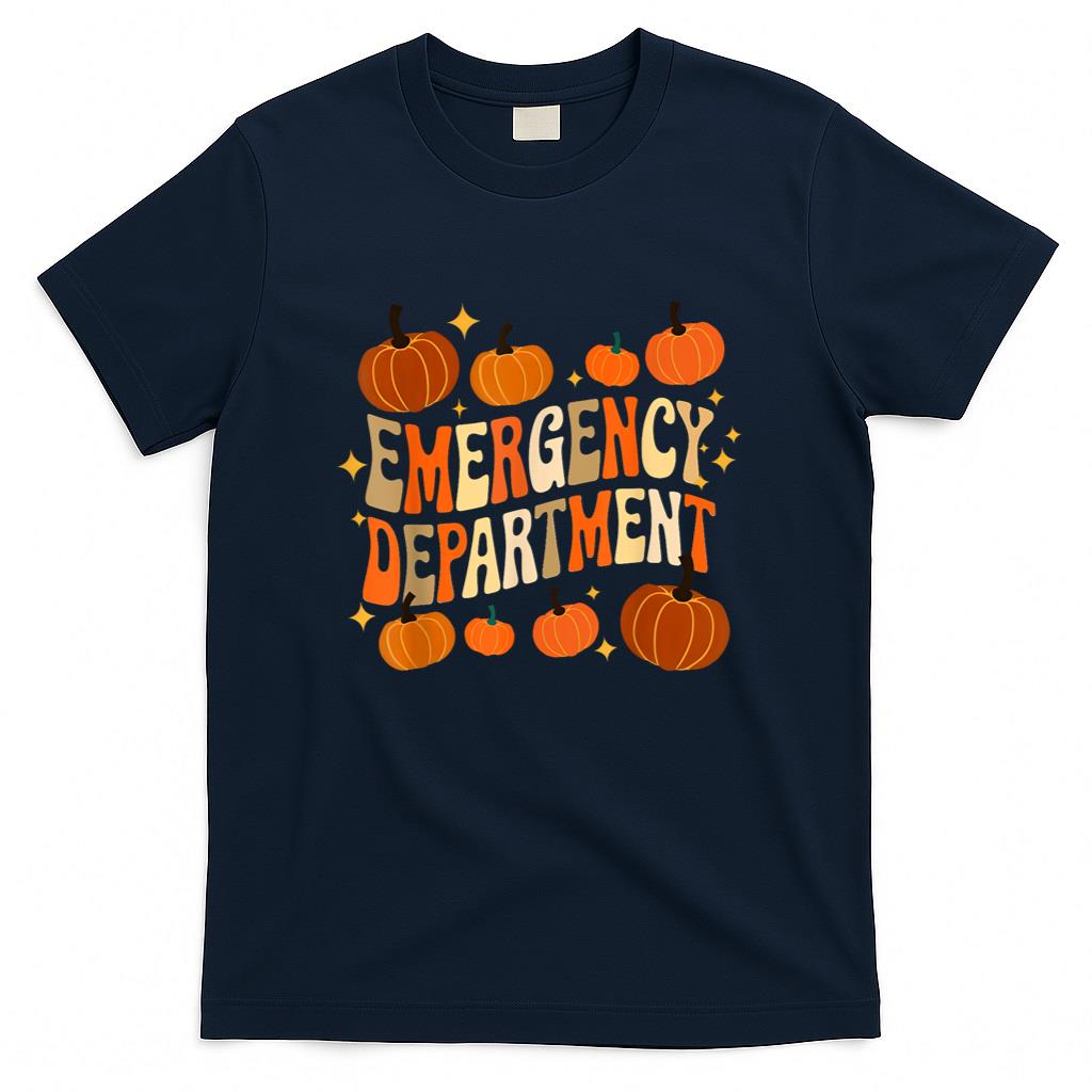 Funny ER Nurse Thanksgiving Emergency Dept Groovy T-Shirt