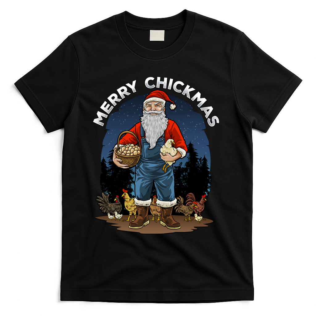 Merry Chickmas Chicken Funny Farmer Farming Christmas Santa Gift T-Shirt
