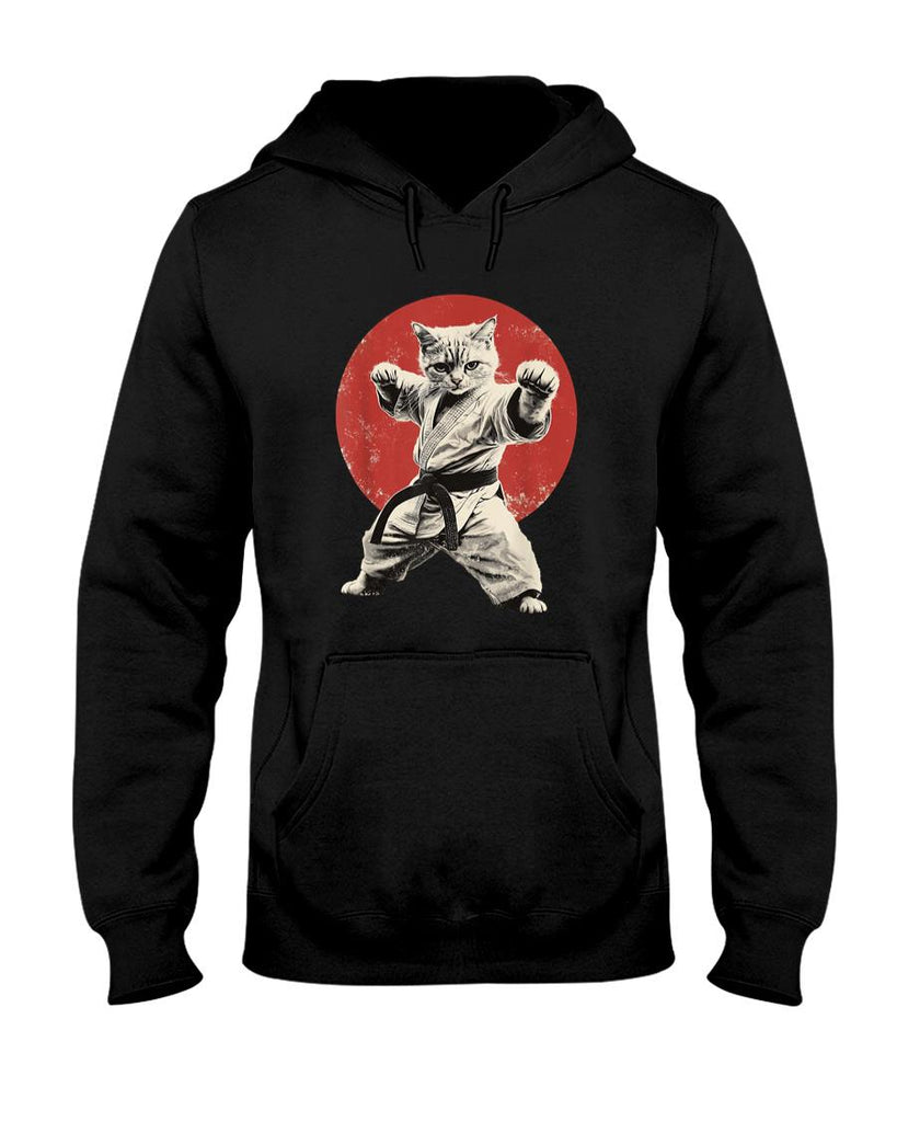 Funny Tees - Cat Karate Judo Japan Japanese Flag Funny Graphic T-Shirt for Men Women Girls Kids