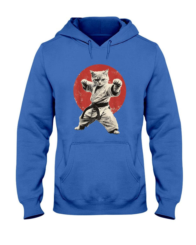 Funny Tees - Cat Karate Judo Japan Japanese Flag Funny Graphic T-Shirt for Men Women Girls Kids