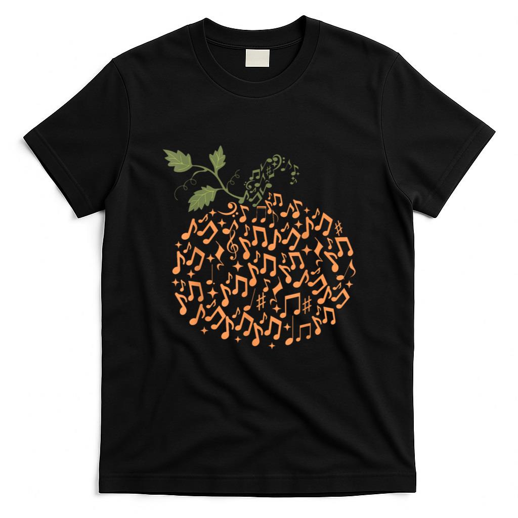 Halloween Shirt - Music Notes Pumpkin Fall Music Teacher Autumn Halloween T-Shirt