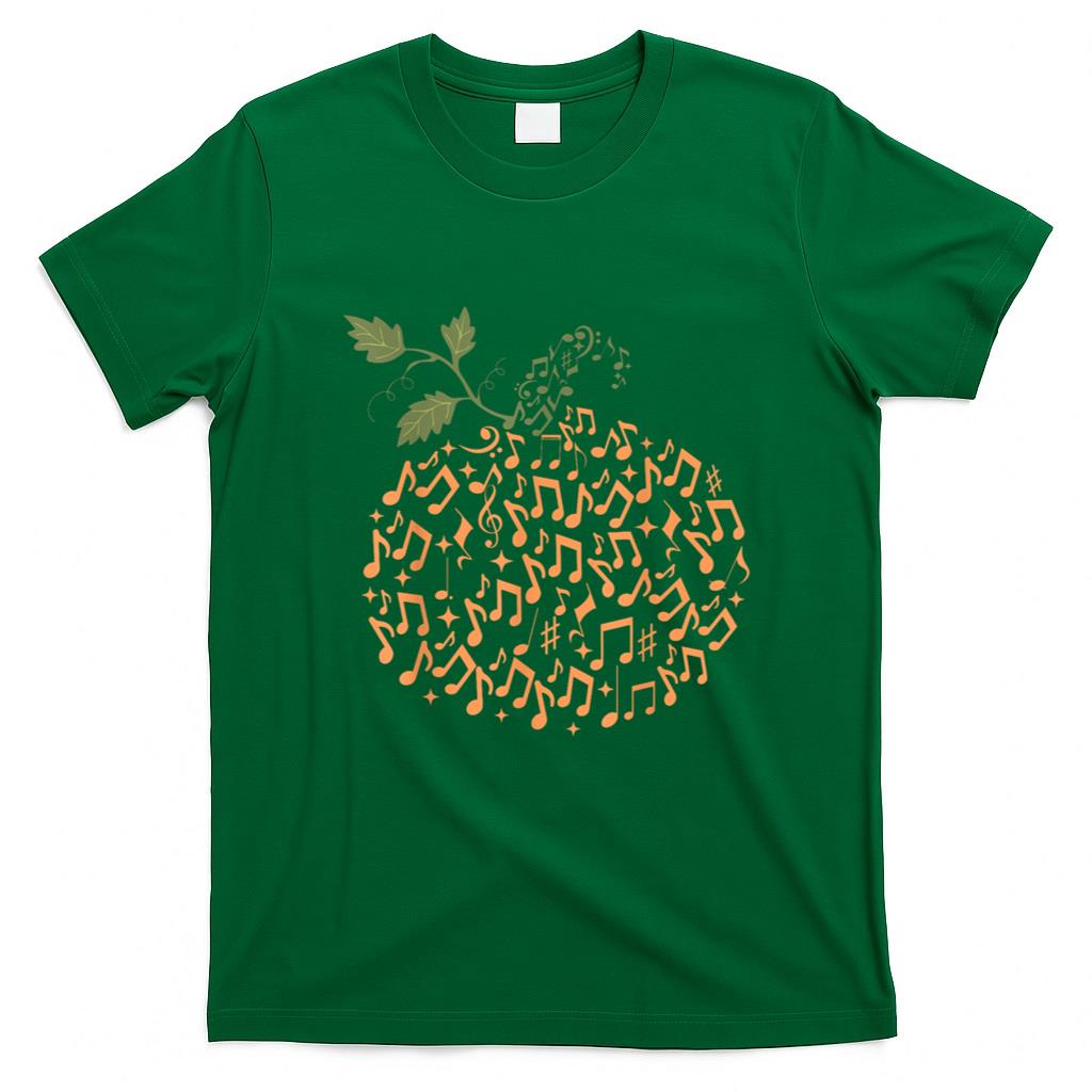 Halloween Shirt - Music Notes Pumpkin Fall Music Teacher Autumn Halloween T-Shirt