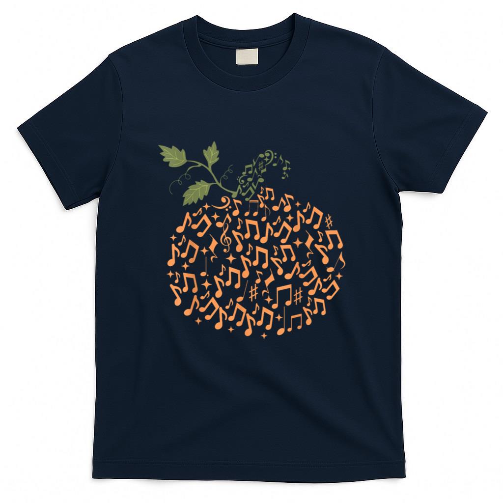 Halloween Shirt - Music Notes Pumpkin Fall Music Teacher Autumn Halloween T-Shirt