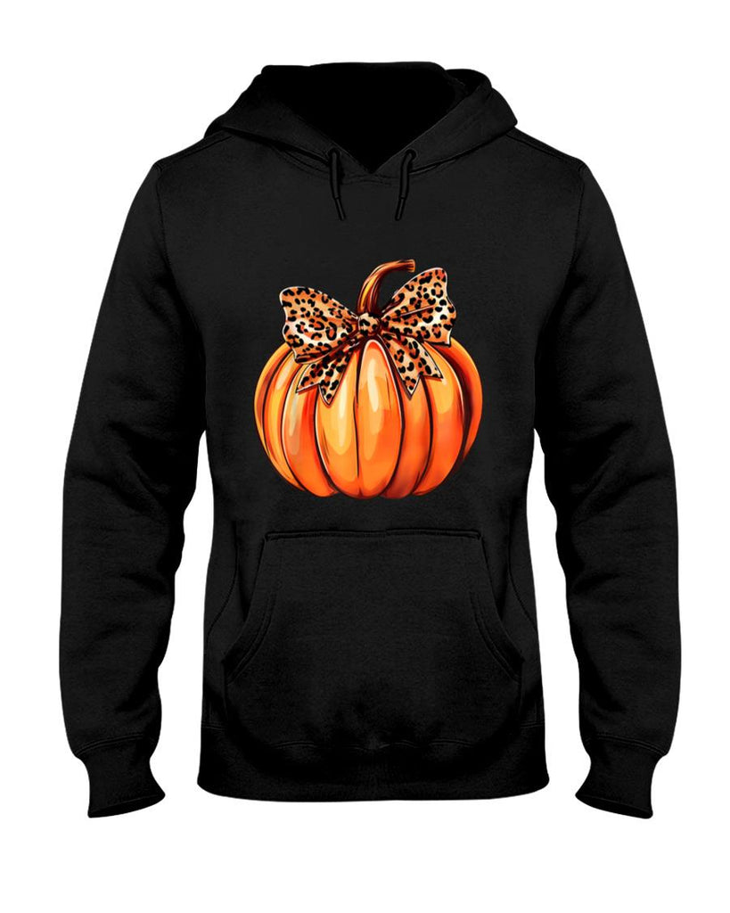 Coquette Bow Leopard Pumpkin Thanksgiving Rustic Fall Women T-Shirt