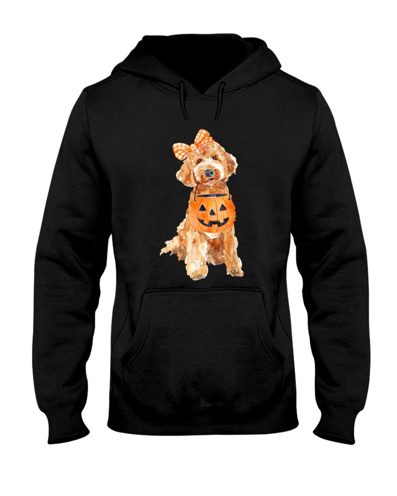 Pet Mom Halloween Shirt - Retro Goldendoodle Pumpkin Jack O Lantern Halloween Dog Mom T-Shirt