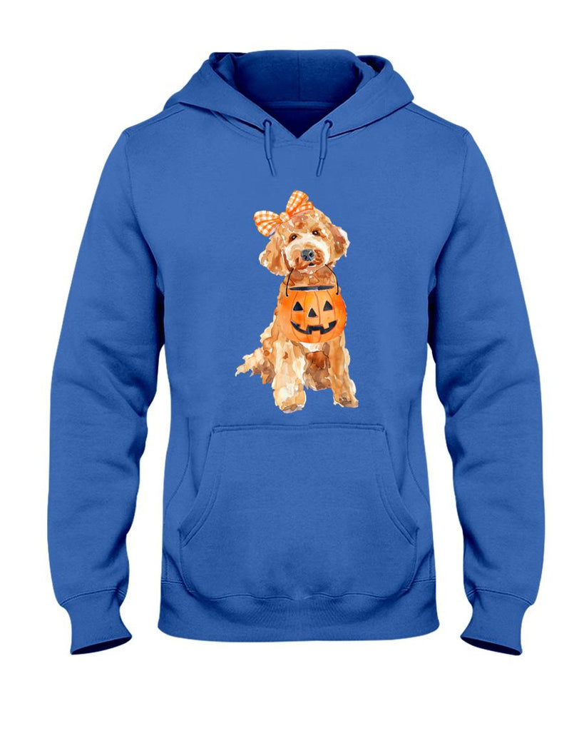 Pet Mom Halloween Shirt - Retro Goldendoodle Pumpkin Jack O Lantern Halloween Dog Mom T-Shirt