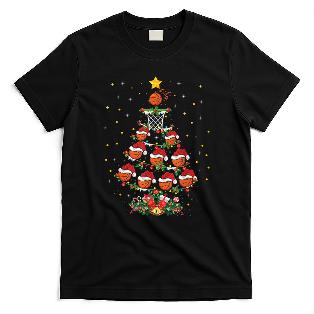 Basketball Sports Lover Xmas Gift Basketball Christmas Tree T-Shirt