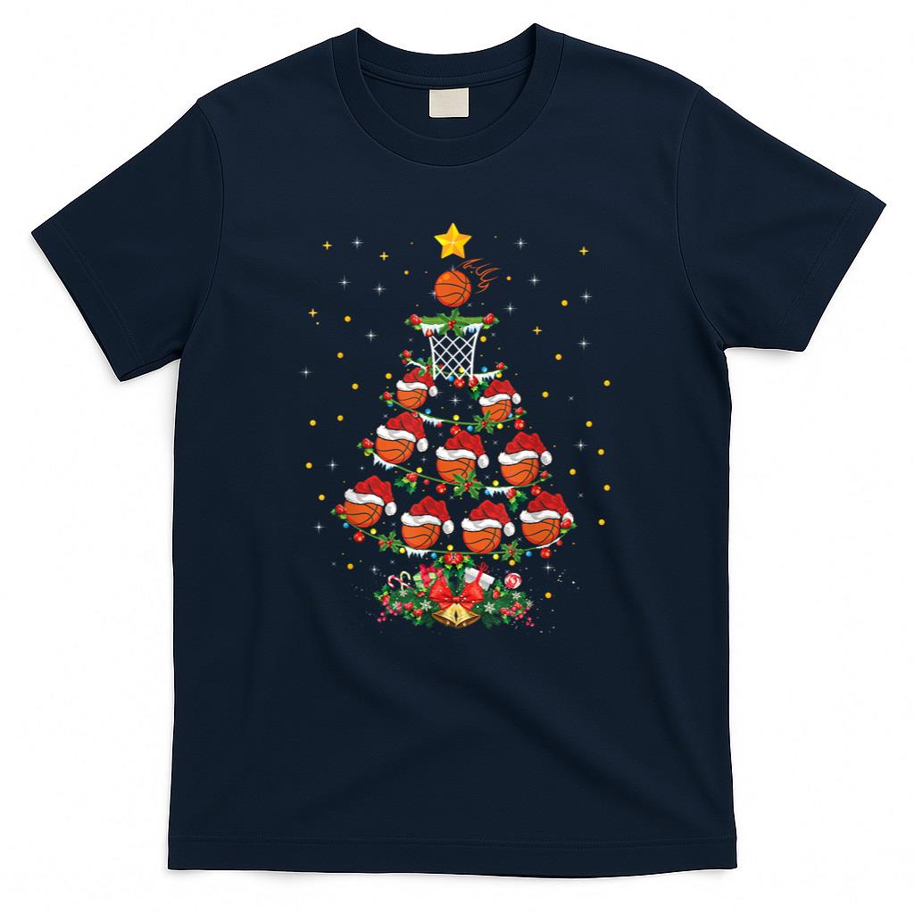 Basketball Sports Lover Xmas Gift Basketball Christmas Tree T-Shirt