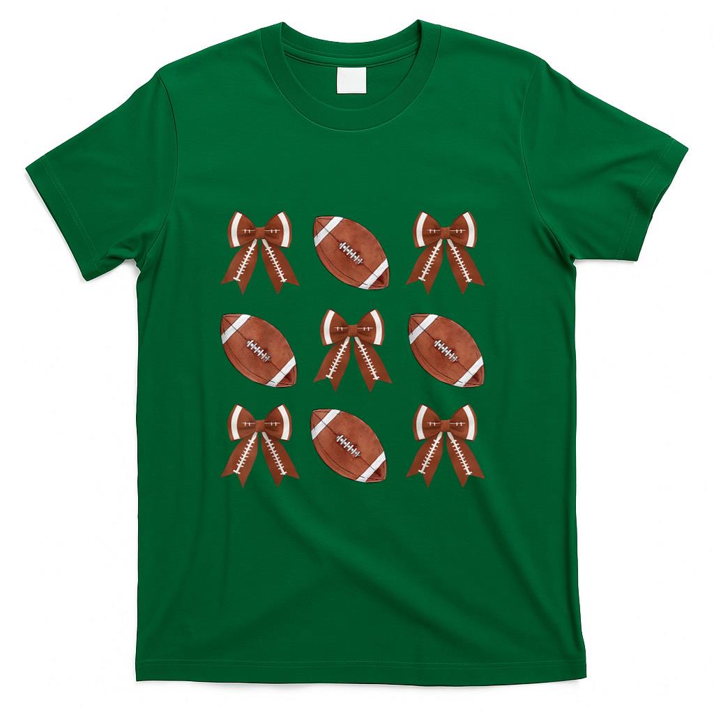 Coquette Bow American Football Thanksgiving Autumn Fall Yall T-Shirt