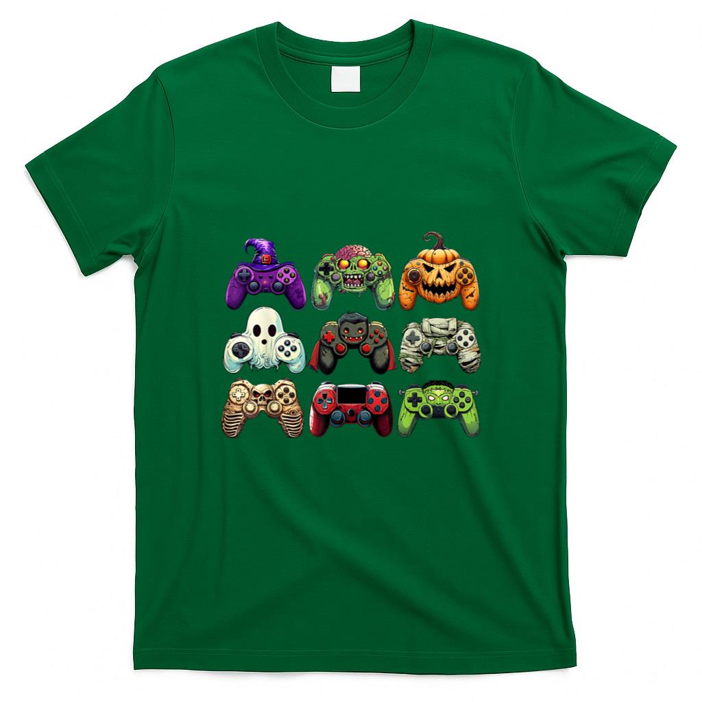 Halloween Shirt - Halloween Skeleton Zombie Gaming Controllers Mummy Boys Kids T-Shirt_1