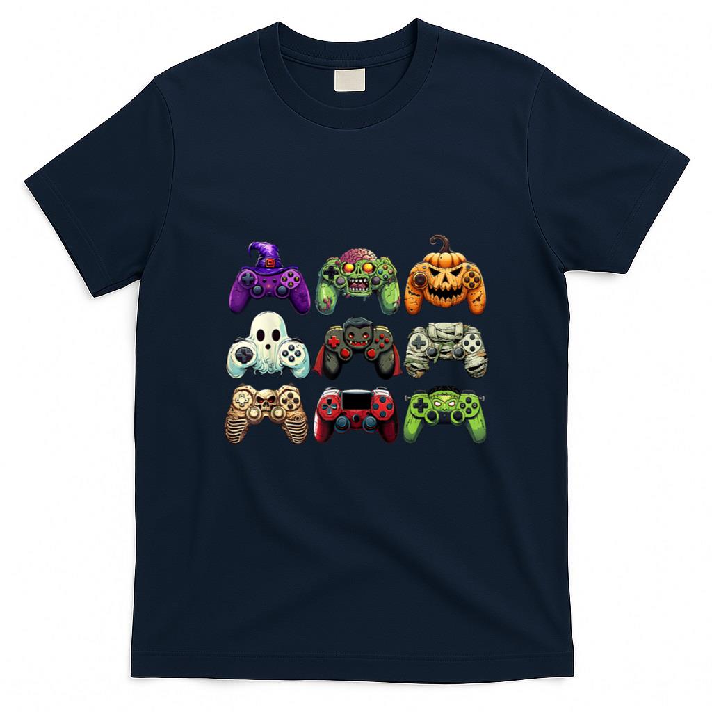 Halloween Shirt - Halloween Skeleton Zombie Gaming Controllers Mummy Boys Kids T-Shirt_1