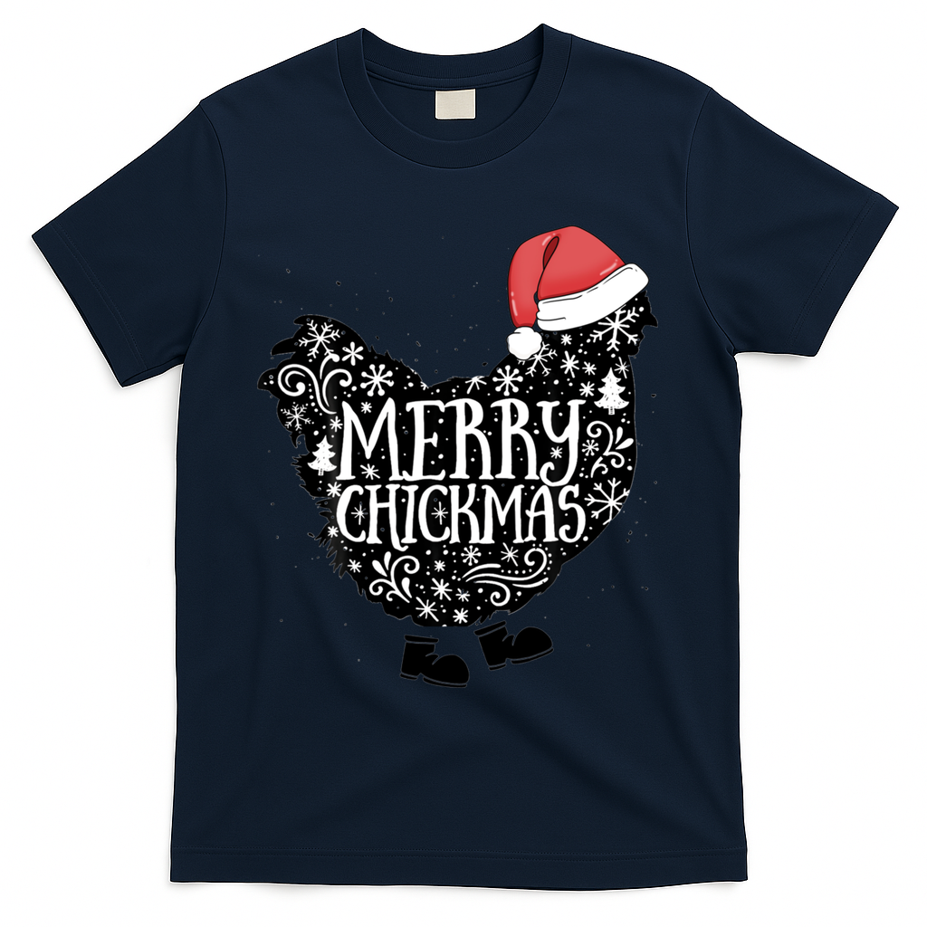Christmas Chicken In Santa Hat Merry Chickmas Farmhouse Gift T-Shirt