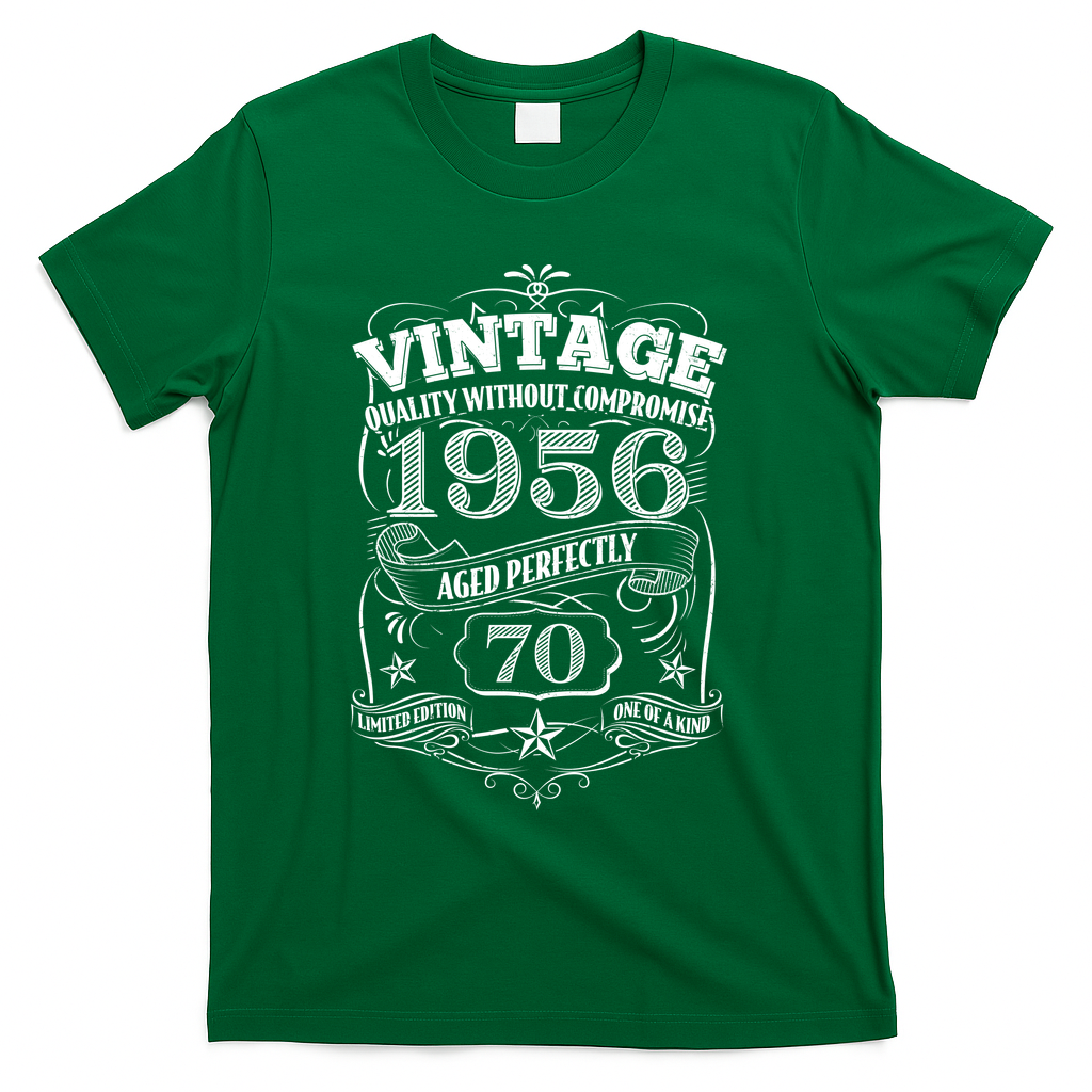 70th Birthday 1956 Vintage Quality Without Compromise  T-Shirt - Green