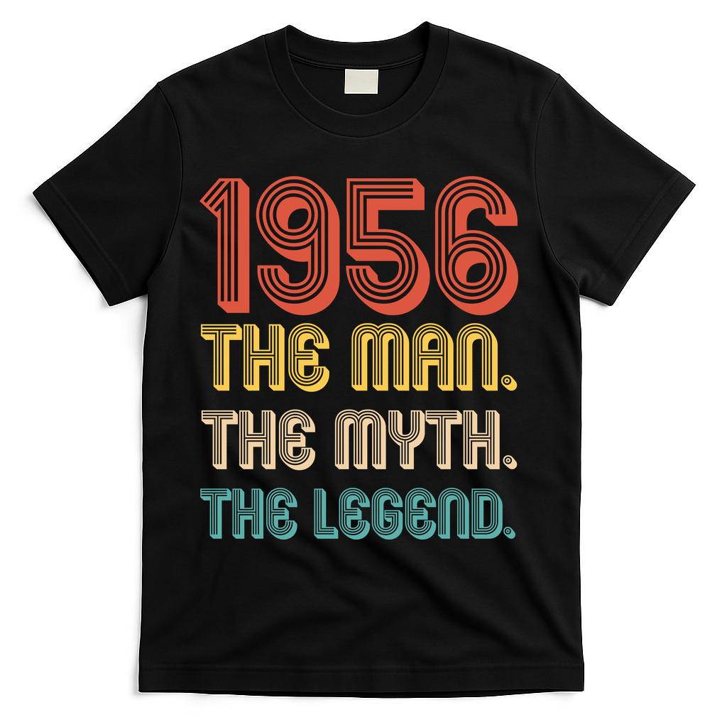 70th Birthday 1956 The Man Myth The Legend T-Shirt - Black