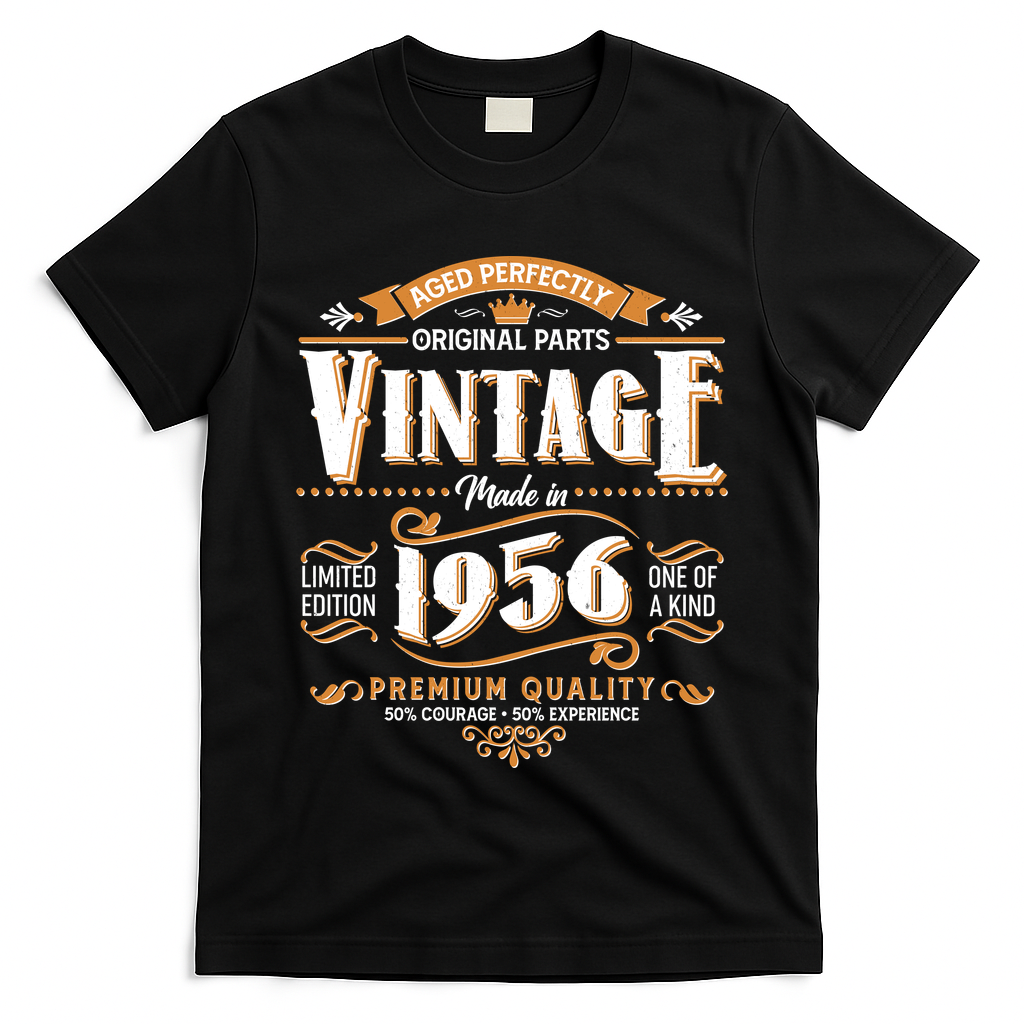 70th Birthday Age Perfectly Original Parts Vintage Made In 1956 Premium Quality T-Shirt