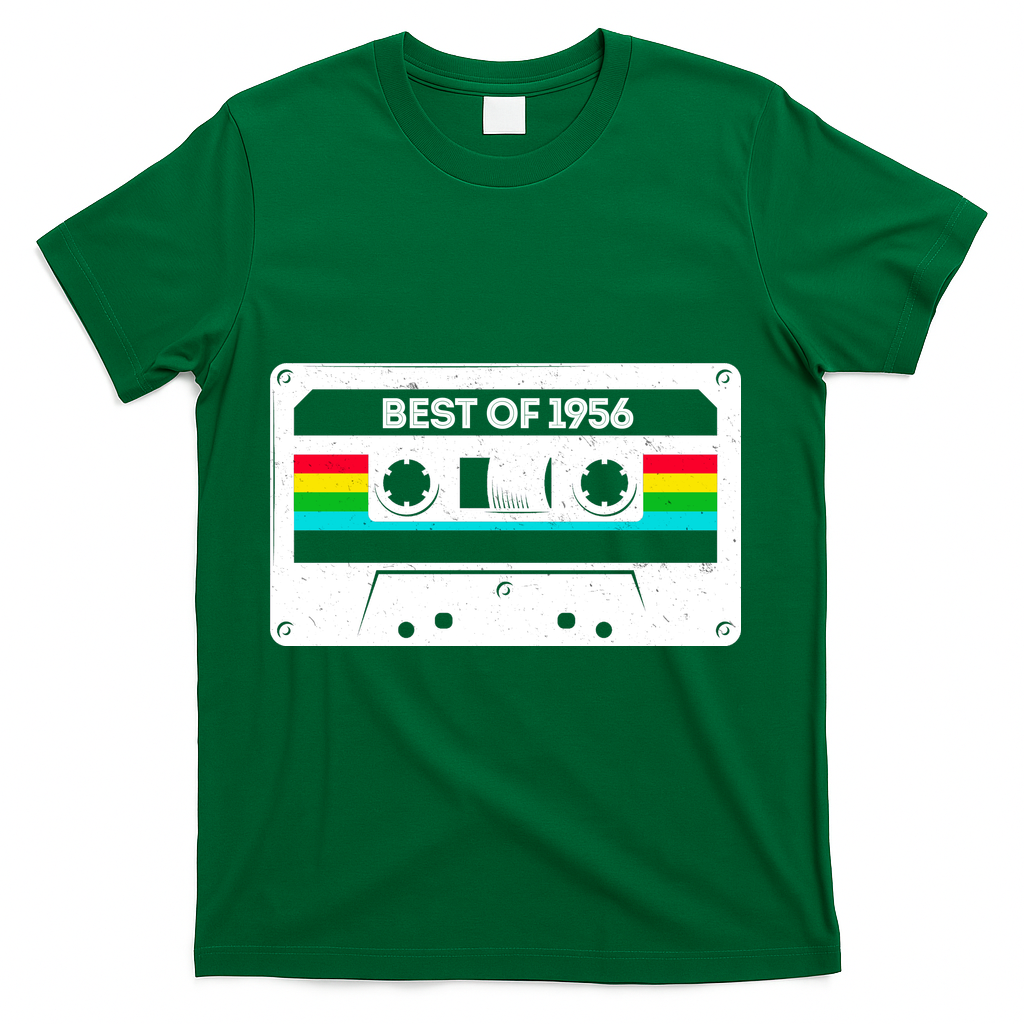 70th Birthday Best Of 1956 Cassette Mix Tape  T-Shirt - Green
