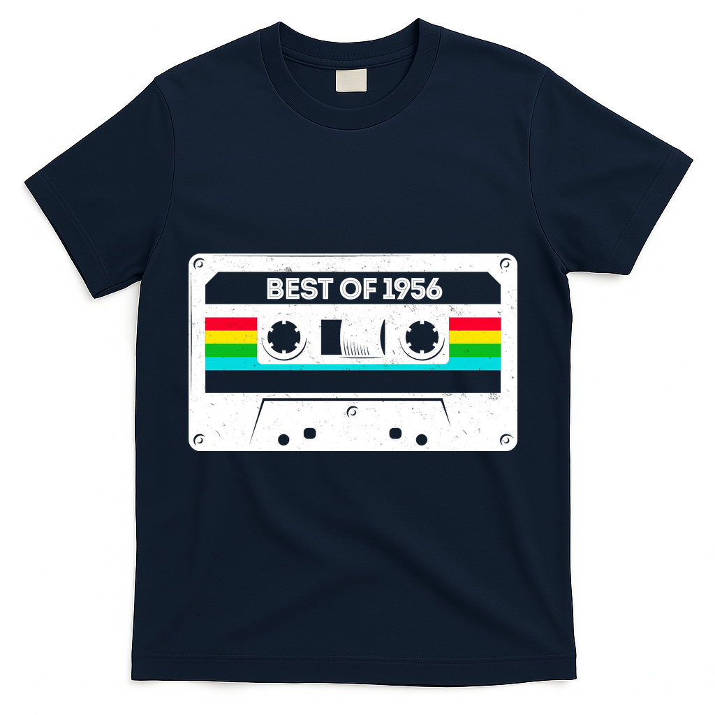 70th Birthday Best Of 1956 Cassette Mix Tape  T-Shirt - Navy