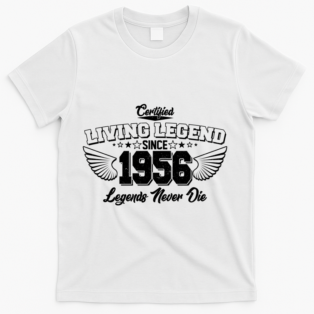 70th Birthday Certified Living Legend Since 1956 Legends Never Die Vintage Wings T-Shirt - White