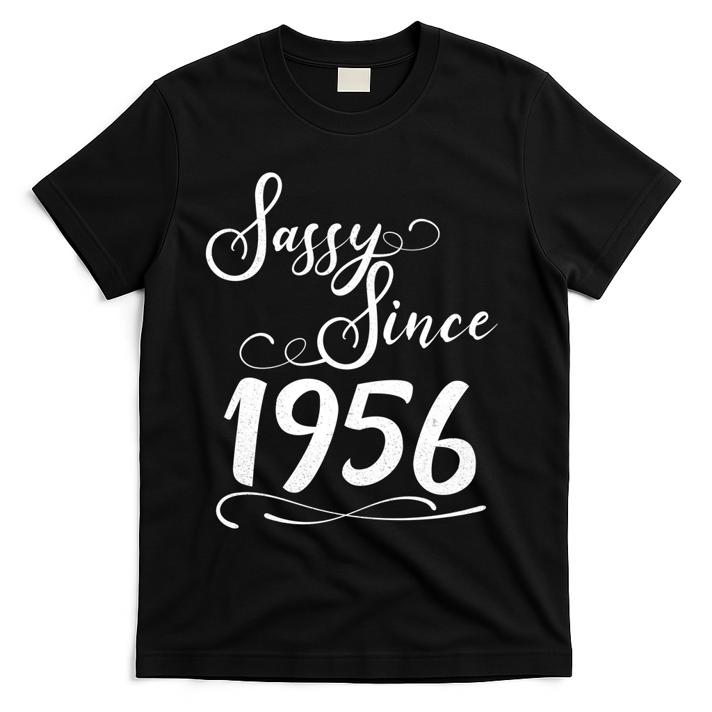 70th Birthday Sassy Since 1956 T-Shirt - Black