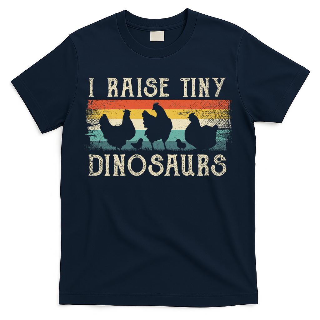 I Raise Tiny Dinosaurs Retro 70s Chicken Silhouette T-Shirt