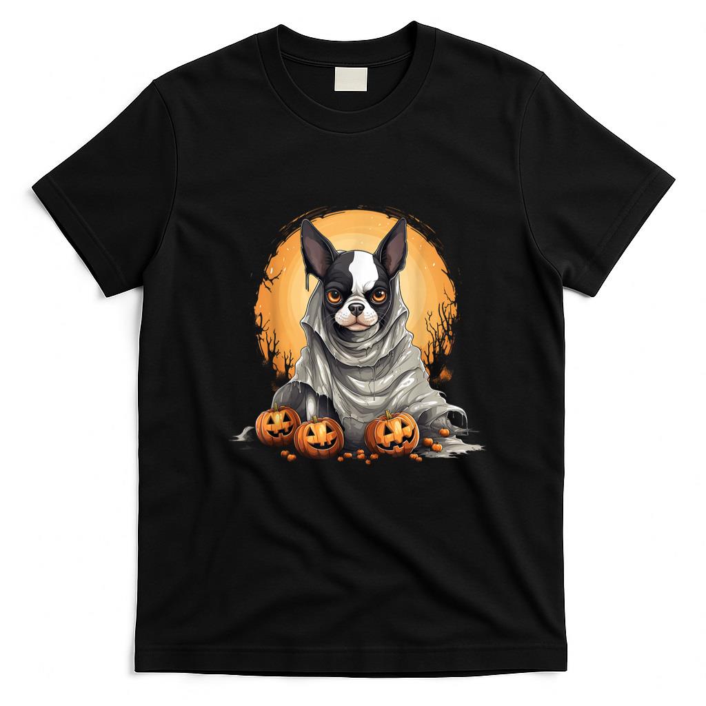 Pet Mom Halloween Shirt - Boston Terrier Dog Ghost Funny Halloween Pumpkin For Dog T-Shirt