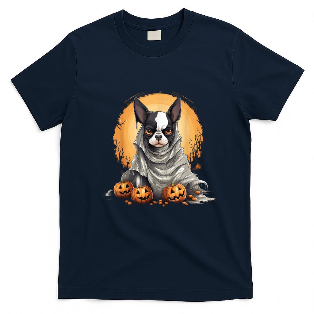 Pet Mom Halloween Shirt - Boston Terrier Dog Ghost Funny Halloween Pumpkin For Dog T-Shirt