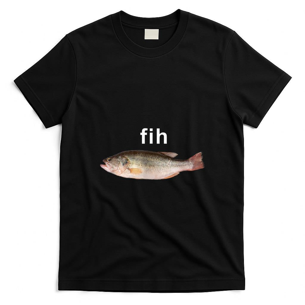 Funny Tees - “Fih” Funny Misspelled Fish Meme, Simple Humor T-Shirt
