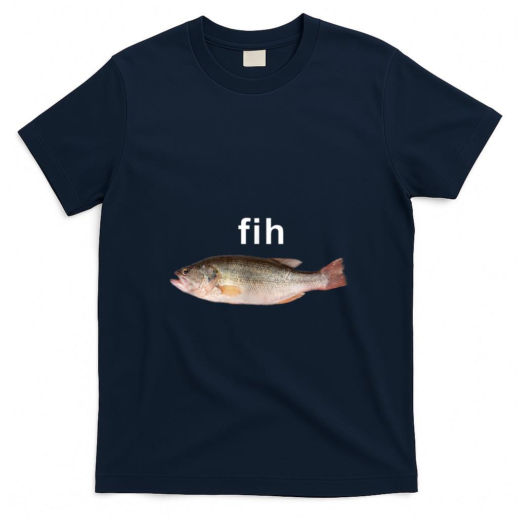 Funny Tees - “Fih” Funny Misspelled Fish Meme, Simple Humor T-Shirt