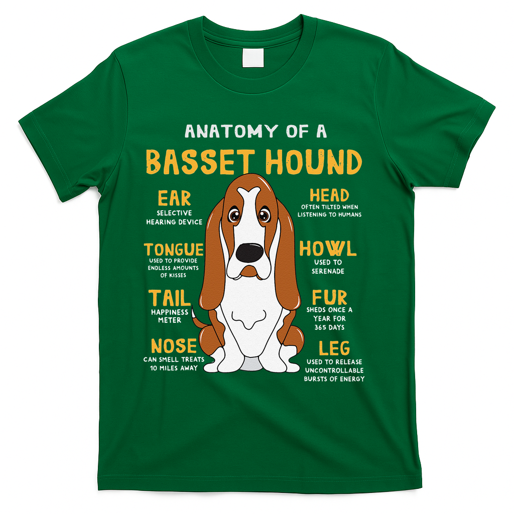 Basset Hound Anatomy Funny Dog Mom Dad Cute Gift T-Shirt