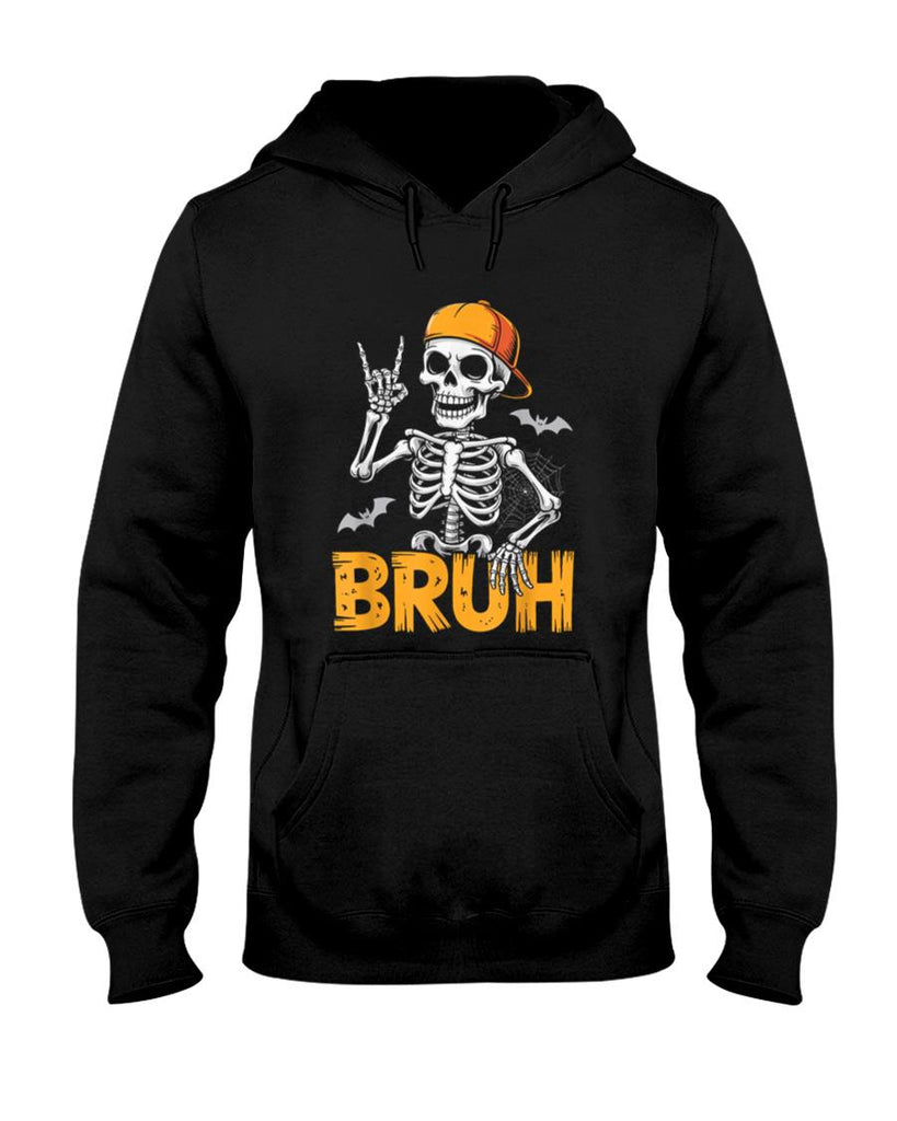 Halloween Shirt - Cool Bruh Skeleton Rock On Funny Halloween Men Boys Kids T-Shirt