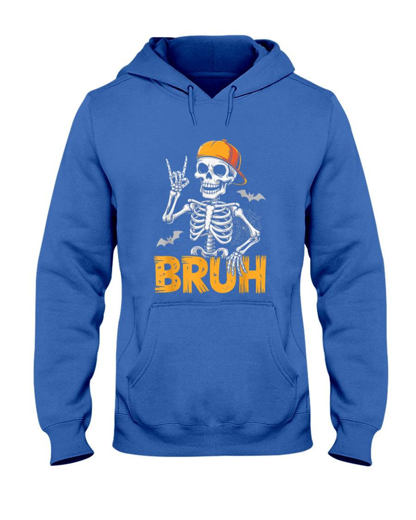 Halloween Shirt - Cool Bruh Skeleton Rock On Funny Halloween Men Boys Kids T-Shirt