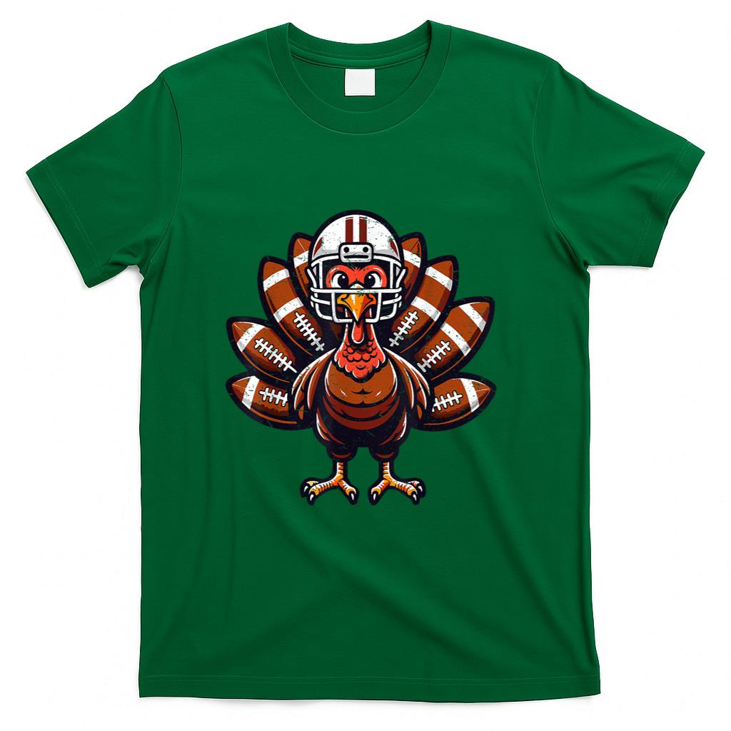 Baby Turkey Football Player Toddler Boys Kids Thanksgiving T-Shirt