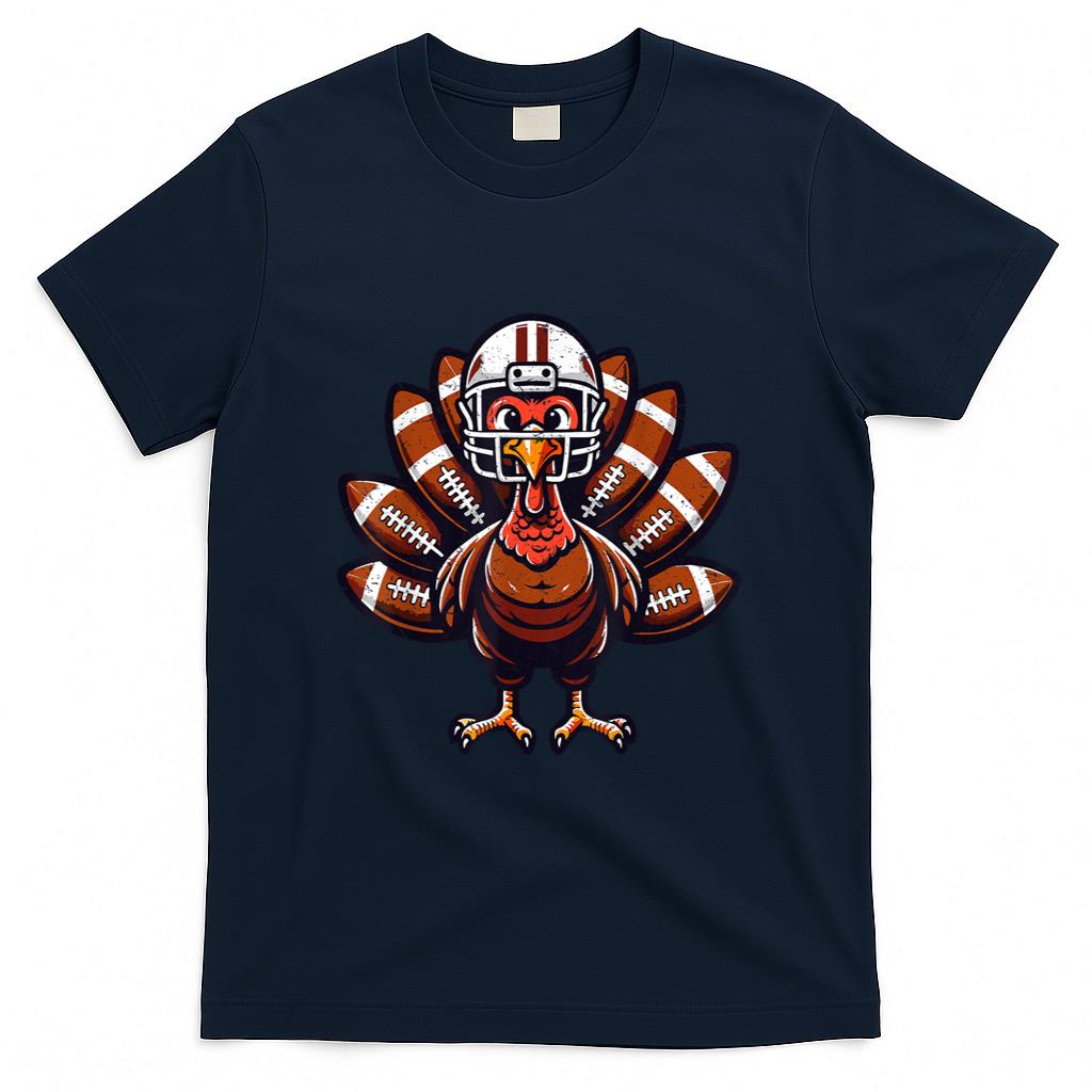 Baby Turkey Football Player Toddler Boys Kids Thanksgiving T-Shirt
