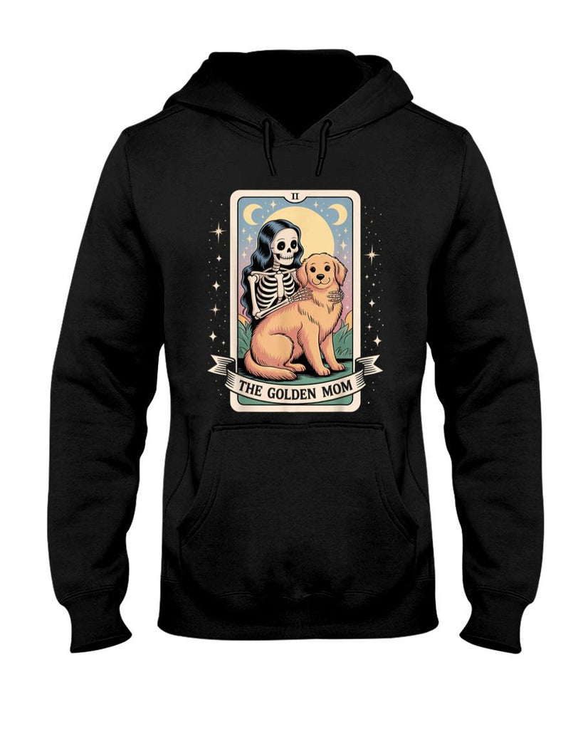 Pet Mom Halloween Shirt - The Golden Mom Skeleton Hug Tarot Card Halloween Dog Lover T-Shirt