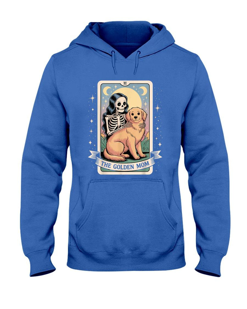 Pet Mom Halloween Shirt - The Golden Mom Skeleton Hug Tarot Card Halloween Dog Lover T-Shirt