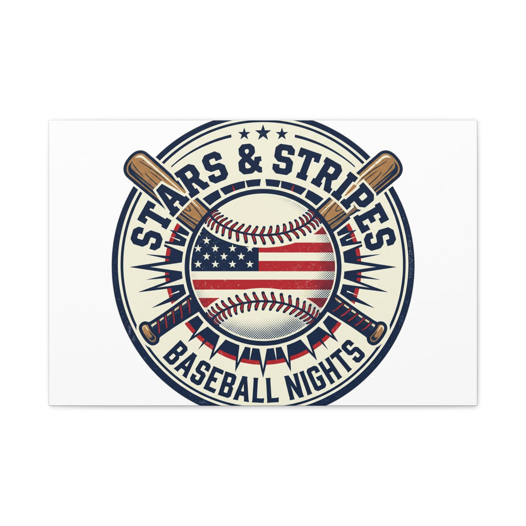 Stars & Stripes Baseball Nights Canvas | Patriotic Baseball Wall Art