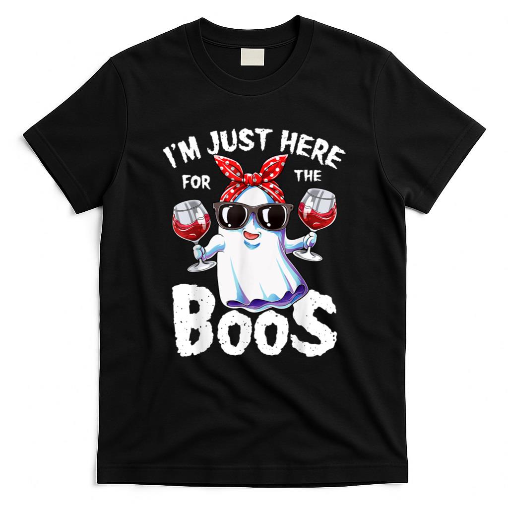 Halloween Shirt - I'm Just Here For The Boos Halloween Women Ghost Cute Funny T-Shirt