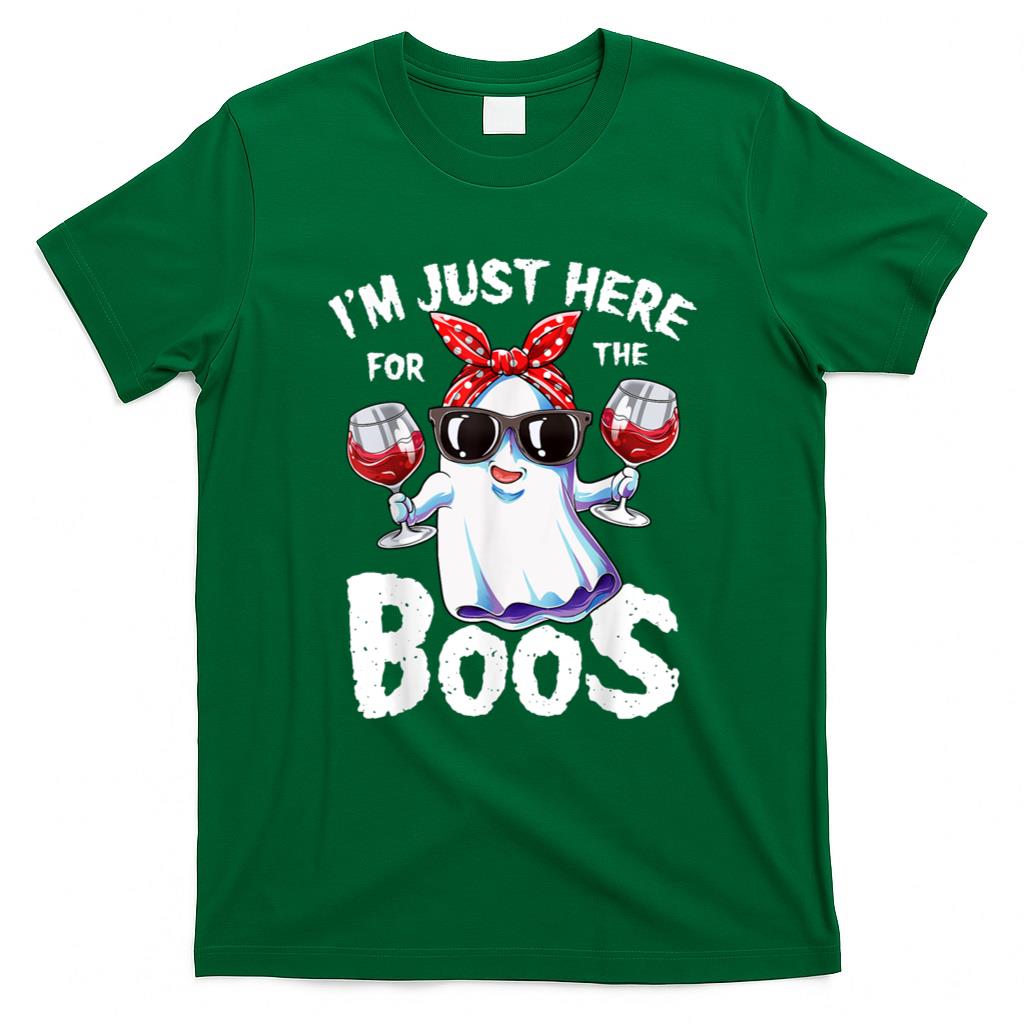 Halloween Shirt - I'm Just Here For The Boos Halloween Women Ghost Cute Funny T-Shirt