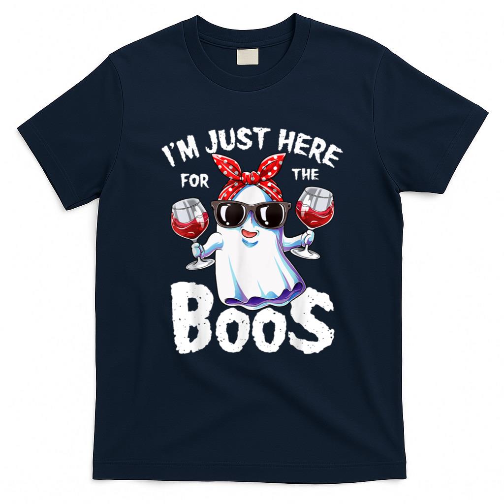 Halloween Shirt - I'm Just Here For The Boos Halloween Women Ghost Cute Funny T-Shirt