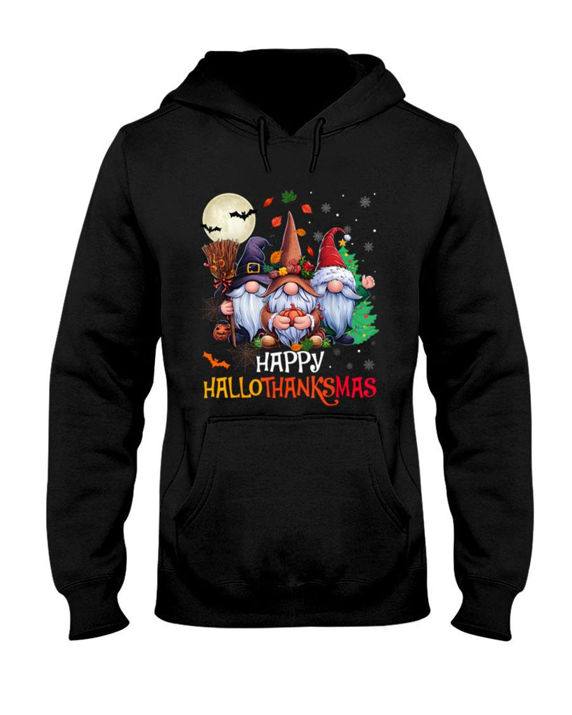 Happy Hallothanksmas Gnomes Lover Halloween Merry Christmas T-Shirt