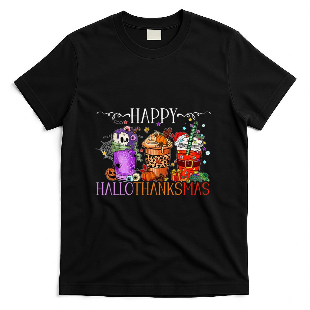 Happy Hallothanksmas Halloween Thanksgiving Christmas T-Shirt