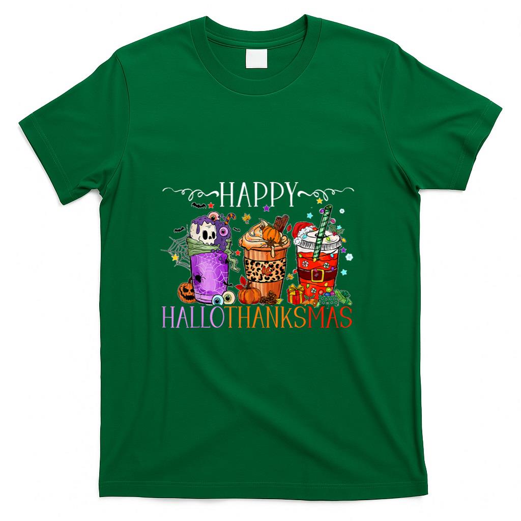 Happy Hallothanksmas Halloween Thanksgiving Christmas T-Shirt