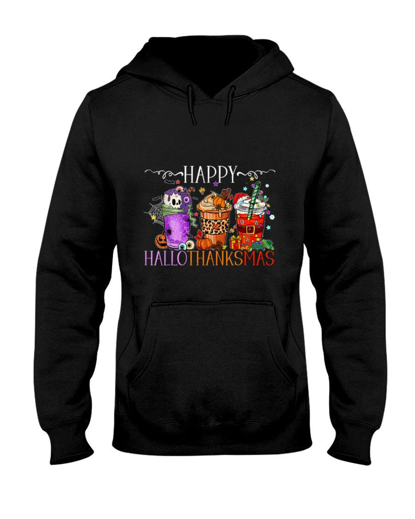 Happy Hallothanksmas Halloween Thanksgiving Christmas T-Shirt