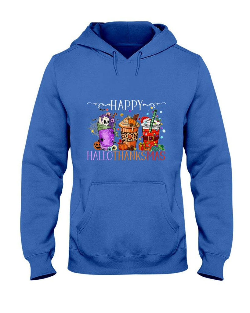 Happy Hallothanksmas Halloween Thanksgiving Christmas T-Shirt