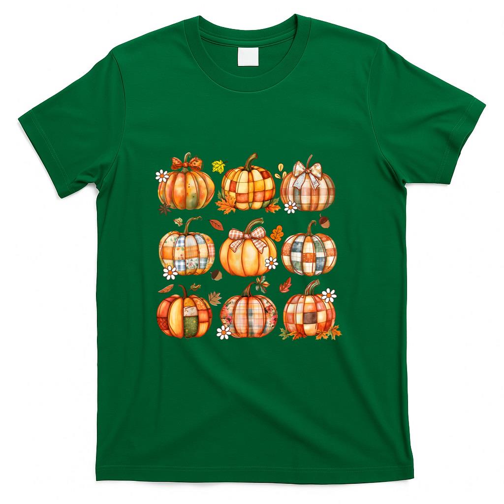 Coquette Bow Pumpkin Thanksgiving Fall Girl Women T-Shirt