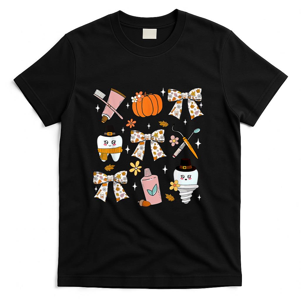 Coquette Bow Dental Squad Fall Autumn Dentist Assistant T-Shirt